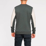 Horizontal Color Block Crew Neck Sweatshirt // Cream (L)