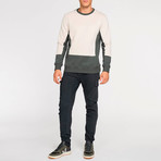 Horizontal Color Block Crew Neck Sweatshirt // Cream (XL)