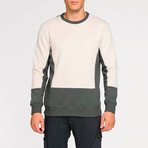Horizontal Color Block Crew Neck Sweatshirt // Cream (2XL)