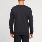 Horizontal Color Block Crew Neck Sweatshirt // Navy Blue (M)