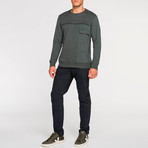Paneled Cotton Jersey Sweatshirt // Green (XL)