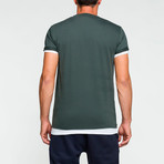 Double Crew Neck Organic Cotton T-Shirt // Green (L)