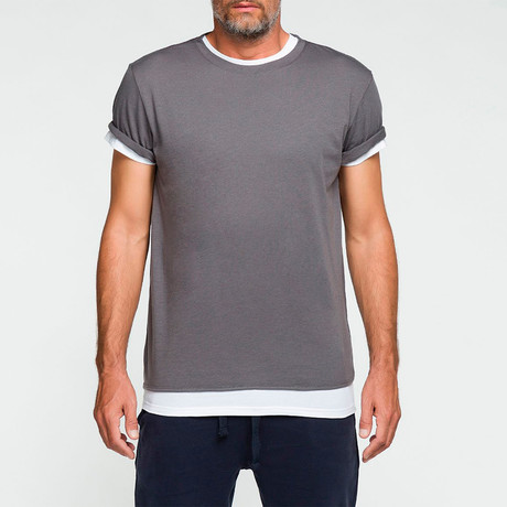 Double Crew Neck Wool T-Shirt // Asphalt Grey (XS)