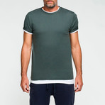 Double Crew Neck Organic Cotton T-Shirt // Green (XL)