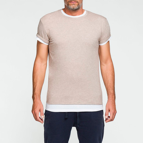 Double Crew Neck Wool T-Shirt // Beige (XS)