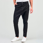 Tapered Cotton Blend Chino Pants // Black (33WX32L)