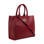 Leather Top Handle Bag // Burgundy