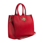 Leather Top Handle Bag // Red