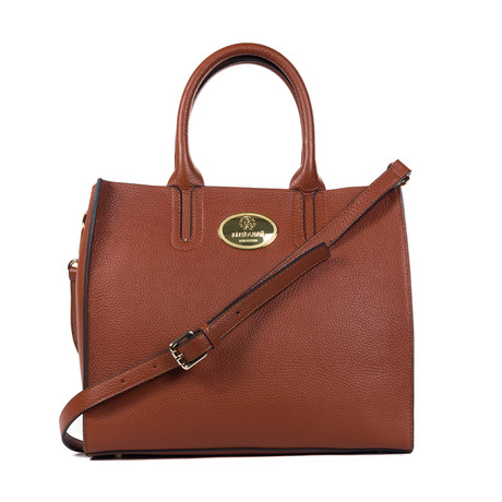 Leather Top Handle Bag // Cognac