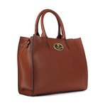 Leather Top Handle Bag // Cognac