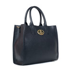 Leather Top Handle Bag // Black