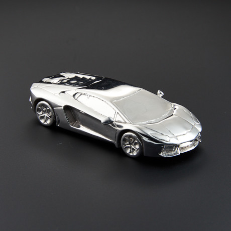 Lamborghini Aventador 80mm // Hand-Made Scale Model (Silver)