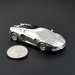 Lamborghini Aventador 80mm // Hand-Made Scale Model (Silver)