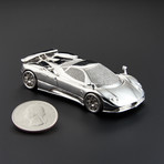 Pagani Zonda-F 80mm // Hand-Made Scale Model with Partially Diamond Pave (Silver)