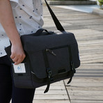 Vista Messenger Bag + Anti-Theft Security Blanket (Charcoal Black)