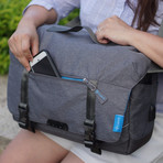 Vista Messenger Bag + Anti-Theft Security Blanket (Charcoal Black)