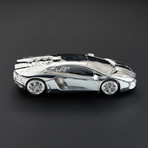 Lamborghini Aventador 80mm // Hand-Made Scale Model (Silver)