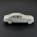 Rolls Royce Ghost 80mm // Hand-Made Scale Model with Full Diamond Pave (Silver)