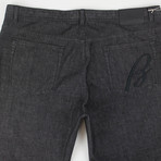 Brioni // Livigno Cotton Denim + Leather Jeans // Gray (45)