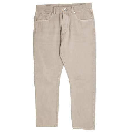 Brunello Cucinelli // Cotton Denim Cropped Jeans // Tan (45)