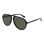 Men's GG0015S-001-58 Polarized Sunglasses // Black + Green