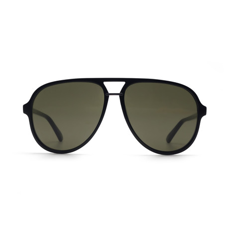 Men's GG0015S-001-58 Polarized Sunglasses // Black + Green