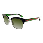 Men's GG0056S-002-54 Sunglasses // Black Silver + Green