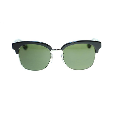 Men's GG0056S-002-54 Sunglasses // Black Silver + Green