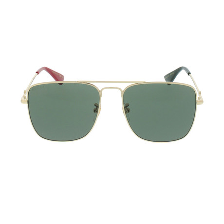 Men's GG0108S-003-55 Sunglasses // Gold + Green