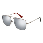 Men's GG0108S-005-55 Sunglasses // Silver + Siver Mirror