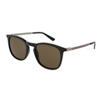 Unisex GG0136S-001-51 Sunglasses // Black + Brown