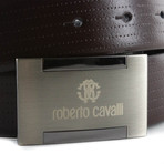 Roberto Cavalli // Plate Buckle Leather Belt // Black (120)