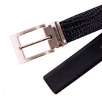 Roberto Cavalli // Deep Texture Leather Belt // Black (85)