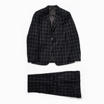 Plaid Two Button Wool Suit // Black (Euro: 46)