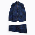 Plaid Two Button Wool Suit // Blue (Euro: 46)