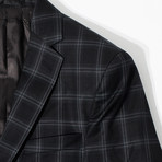Plaid Two Button Wool Suit // Black (Euro: 50)