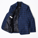 Plaid Two Button Wool Suit // Blue (Euro: 48)
