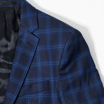 Plaid Two Button Wool Suit // Blue (Euro: 56)