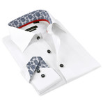 Button-Up Shirt // White + Navy (S)