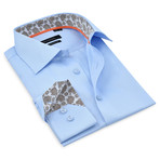 Button-Up Shirt // Light Blue + Beige (XL)