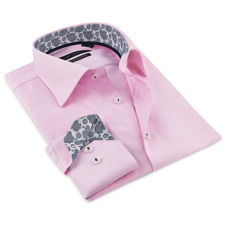 Aiden Paisley Button-Up Shirt // Pink + Black + White (S)