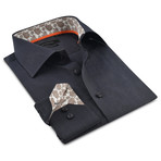 Button-Up Shirt // Charcoal + Beige (L)