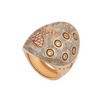 Nouvelle Bague India Preziosa 18k Rose Gold Diamond + Tan Enamel Ring // Ring Size: 7