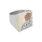 Nouvelle Bague India Preziosa 18k White Gold Diamond + White Enamel Ring // Ring Size: 8.5