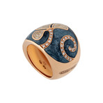 Nouvelle Bague Petali 18k Rose Gold Diamond + Gray Blue + Tan Enamel Ring // Ring Size: 5.75