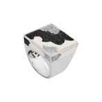 Nouvelle Bague Kenya 18k White Gold Diamond + White Enamel Ring // Ring Size: 7.25