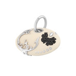 Nouvelle Bague Foglie d' Acanto 18k White Gold + Sterling Silver Black Diamond + White Enamel Pendant