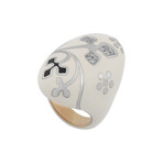 Nouvelle Bague 18k Two-Tone Gold Diamond + White Enamel Ring // Ring Size: 7