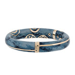 Nouvelle Bague Hammam della Rosa 18k Rose Gold Diamond + Blue Enamel Bangle Bracelet // Inner Circumference: 7"