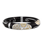 Nouvelle Bague Hammam della Rosa 18k White Gold Diamond + Black + Tan Enamel Bangle Bracelet // Inner Circumference: 6.5"